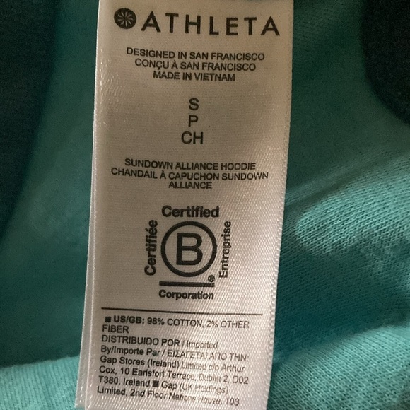 Athleta sundown alliance women’s sm hoodie aqua outdoors hiking biking - Picture 5 of 8